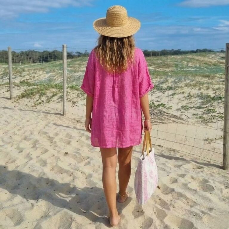Chemise de plage oversize fuchsia
