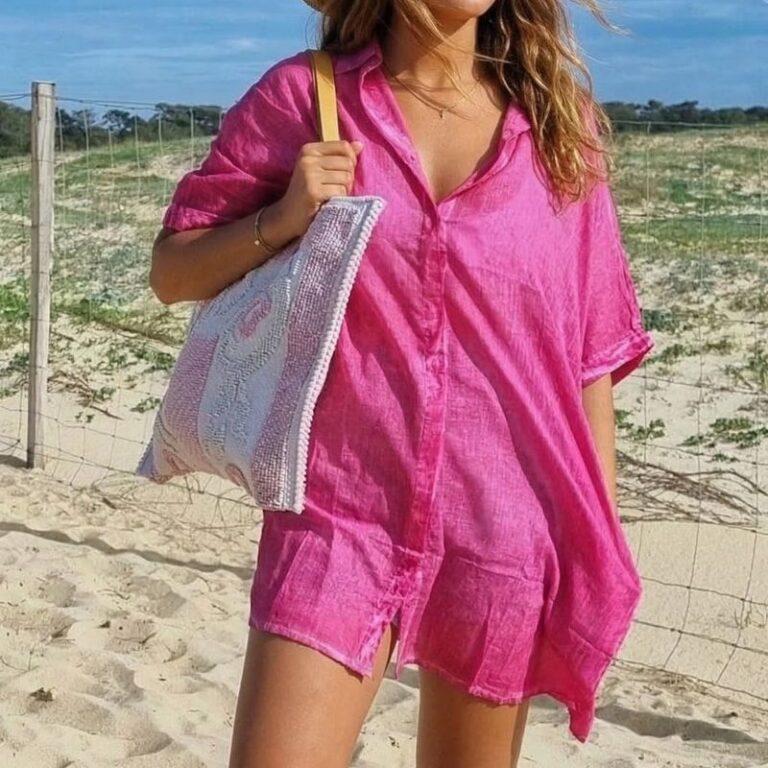 Chemise de plage oversize fuchsia