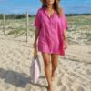 Chemise de plage oversize fuchsia