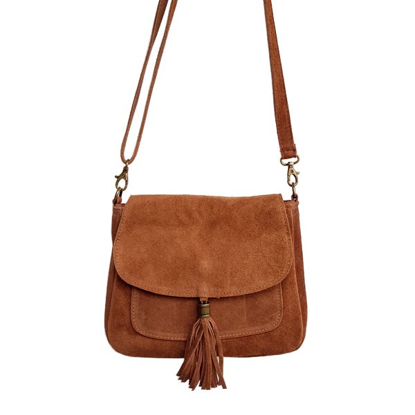 Sac à bandoulière daim camel