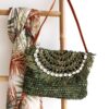 Pochette raphia kaki