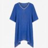 caftan de plage en coton léger couleur bleu royal