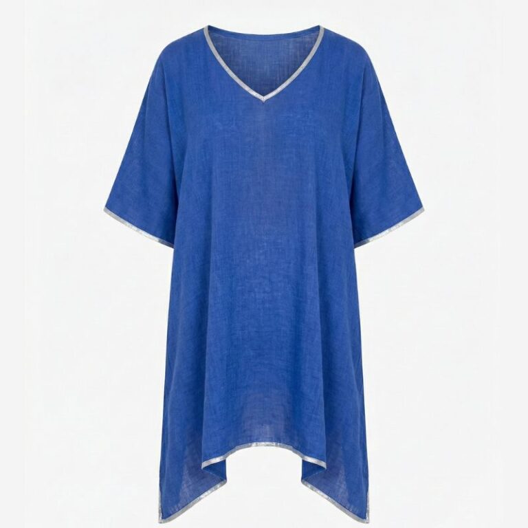 caftan de plage en coton léger couleur bleu royal