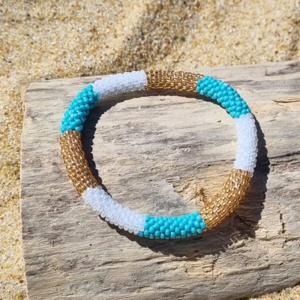 Bracelet népalais turquoise doré