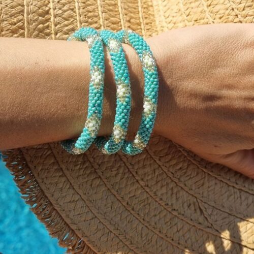 bracelet nepalais bleu argenté