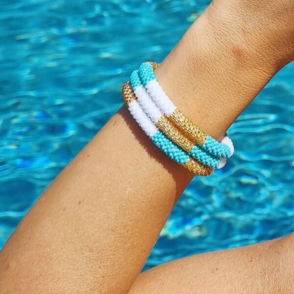 bracelet népalais turquoise doré