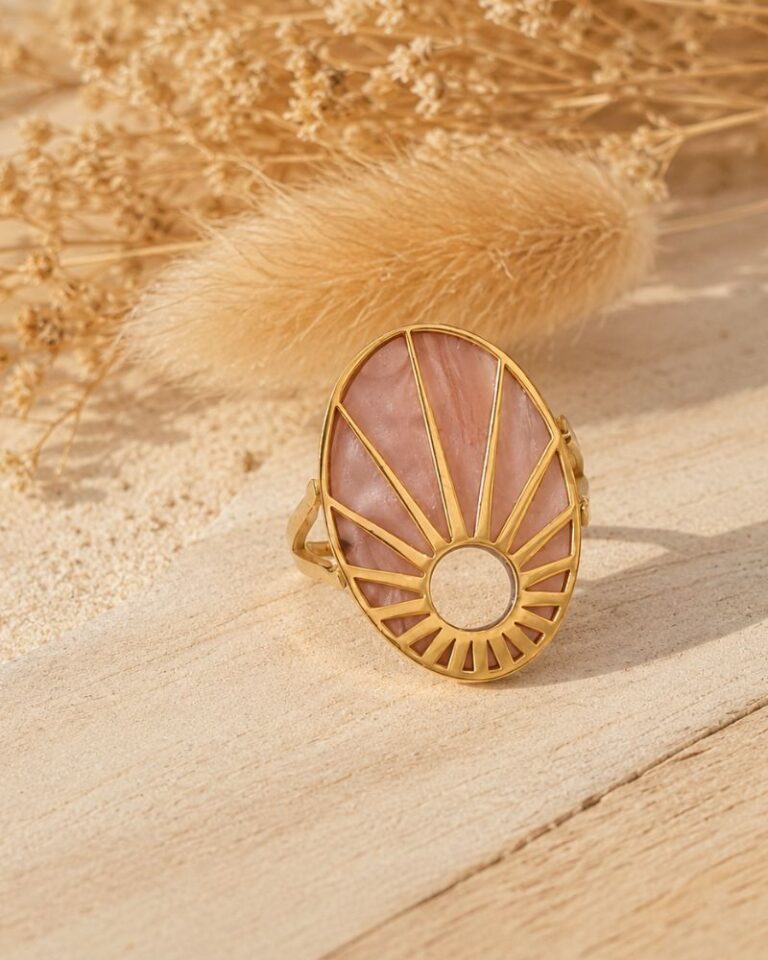 bague d'été caméo nacre rose bijou bohm paris