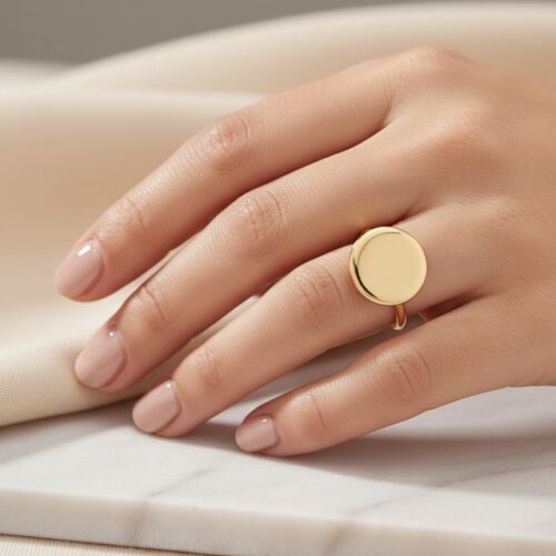 bague femme plaqué or 18 kt avec pastille