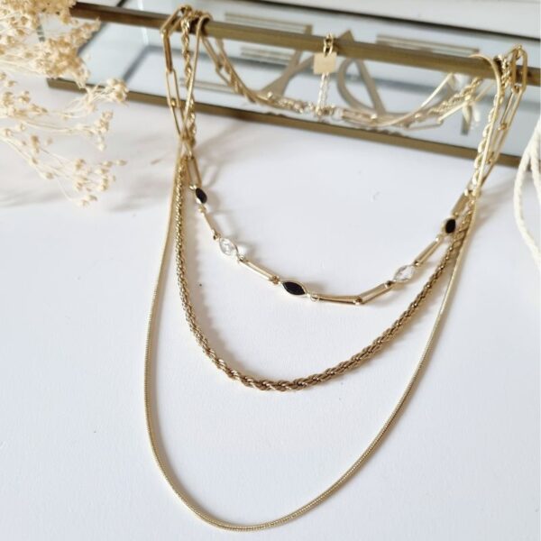 Collier multirang perles noires