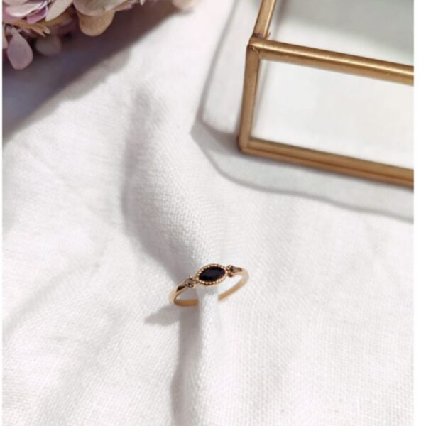 Bague fine strass noir