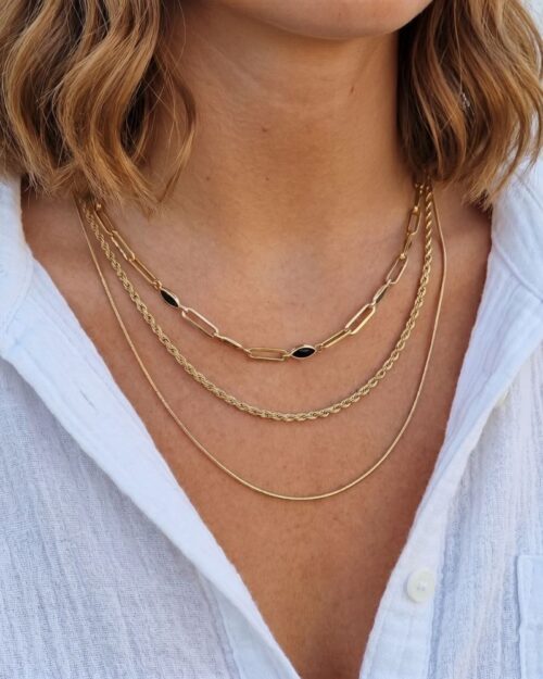 collier multirang perles noires