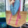 Sac panier jute Deva rose