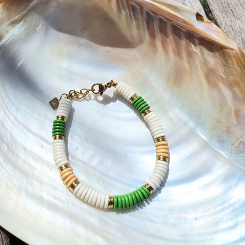 bracelet surf vert/beige bohm paris
