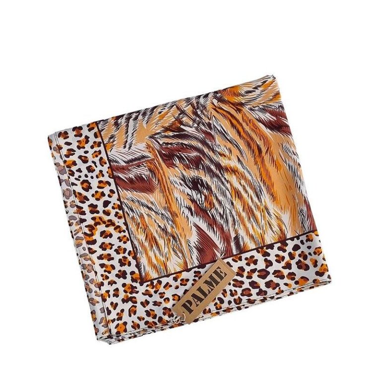 foulard carré motif végétal orange marque Atoll Palme Paris