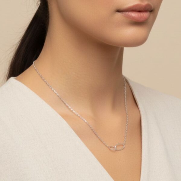 collier argent 925 pendentif double ellipse