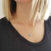 Collier argent 925 pendentif carré aigue marine