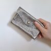 porte monnaie cuir métallisé gris argent