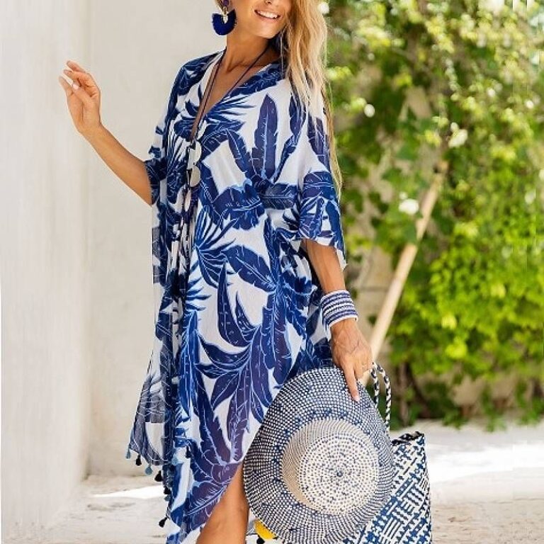 Kimono coton feuilles de bananier