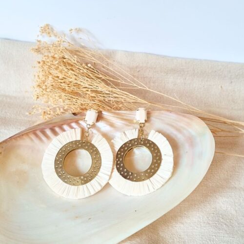 Boucles d'oreilles Soleil de raphia