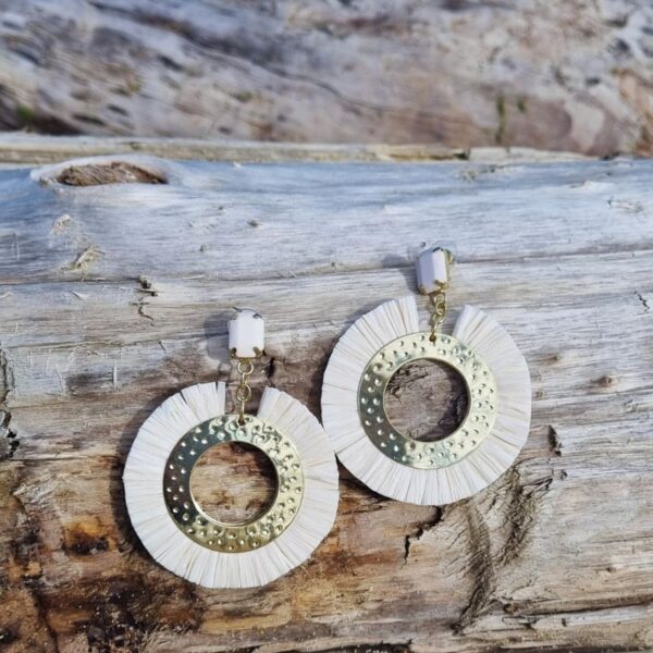 Boucles d'oreilles Soleil de raphia