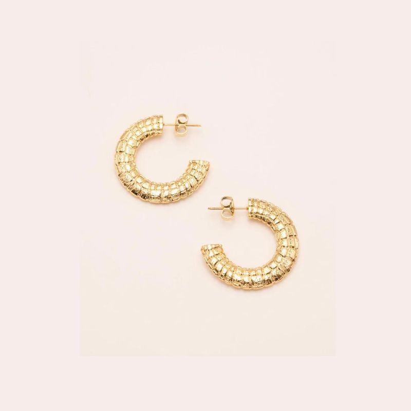 créoles motif texturé doré colombe bohm paris