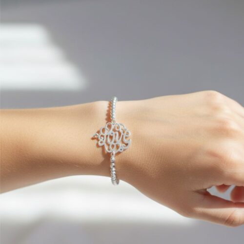 bracelet perles argent 925 médaille arabesque LOVE