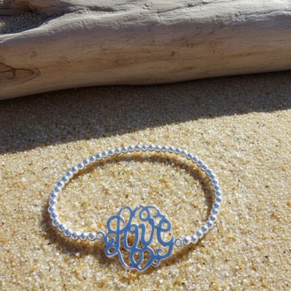 bracelet perles argent 925 médaille arabesque LOVE