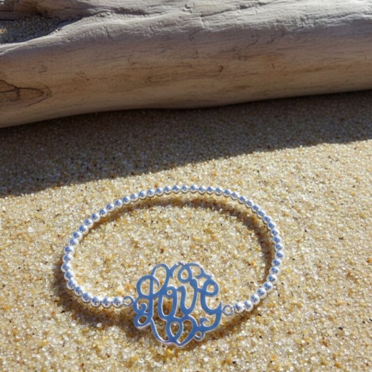 bracelet perles argent 925 médaille arabesque LOVE