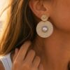 boucles d'oreilles fil blanc doré boucles d'oreilles fil blanc doré
