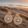 boucles d'oreilles fil blanc doré boucles d'oreilles fil blanc doré
