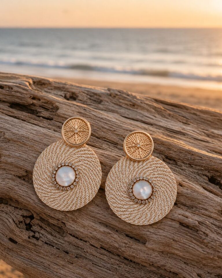 boucles d'oreilles fil blanc doré boucles d'oreilles fil blanc doré