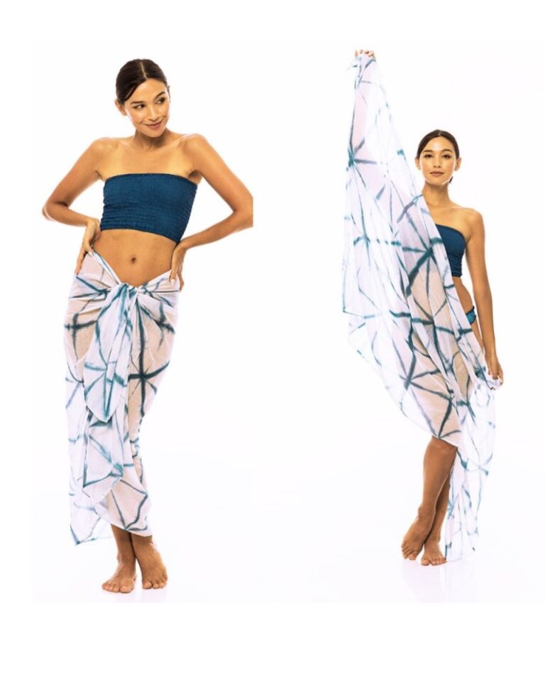 paréo ou étole tie & dye bleu
