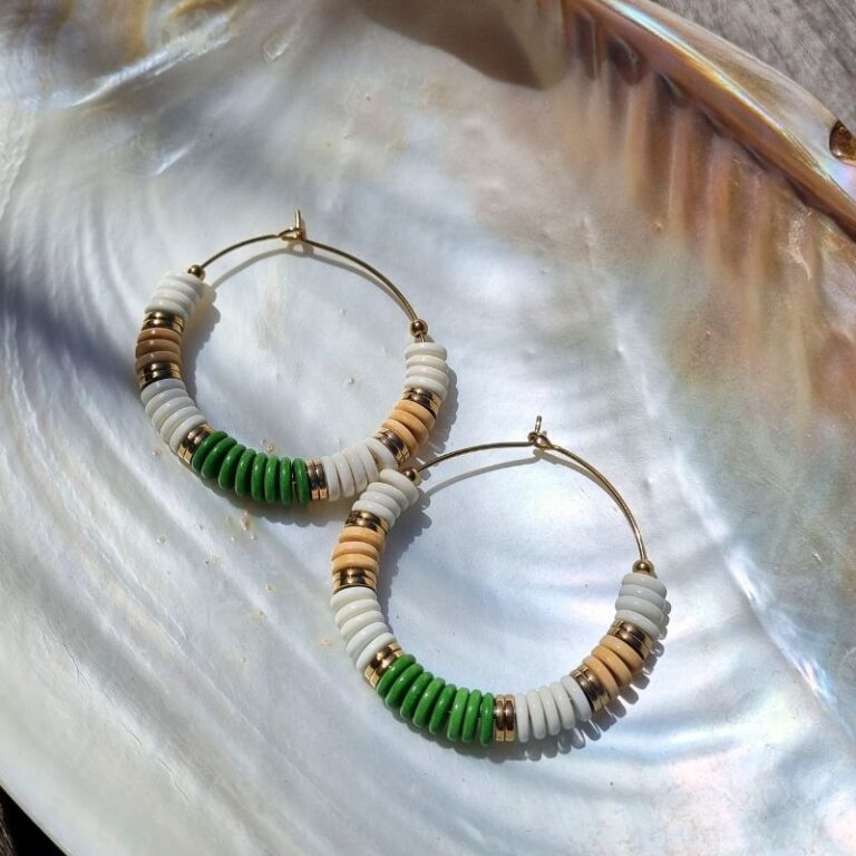 Créoles Shera vert/beige