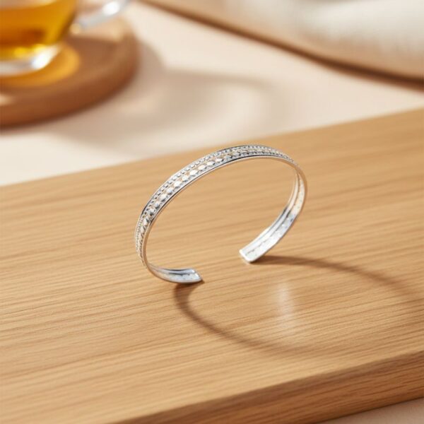 Jonc argent motif ronds