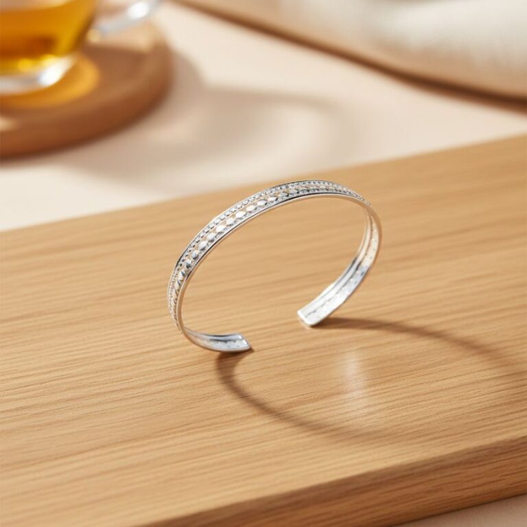 Jonc argent motif ronds