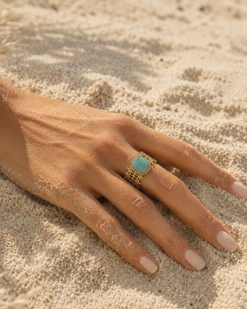 bague taya amazonite bague taya pierre amazonite et acier inoxydable bijou bohm paris