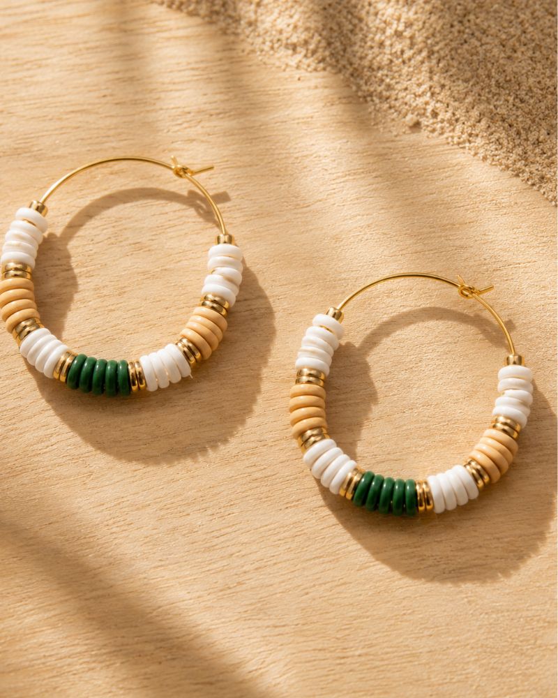 créoles shera vert/beige