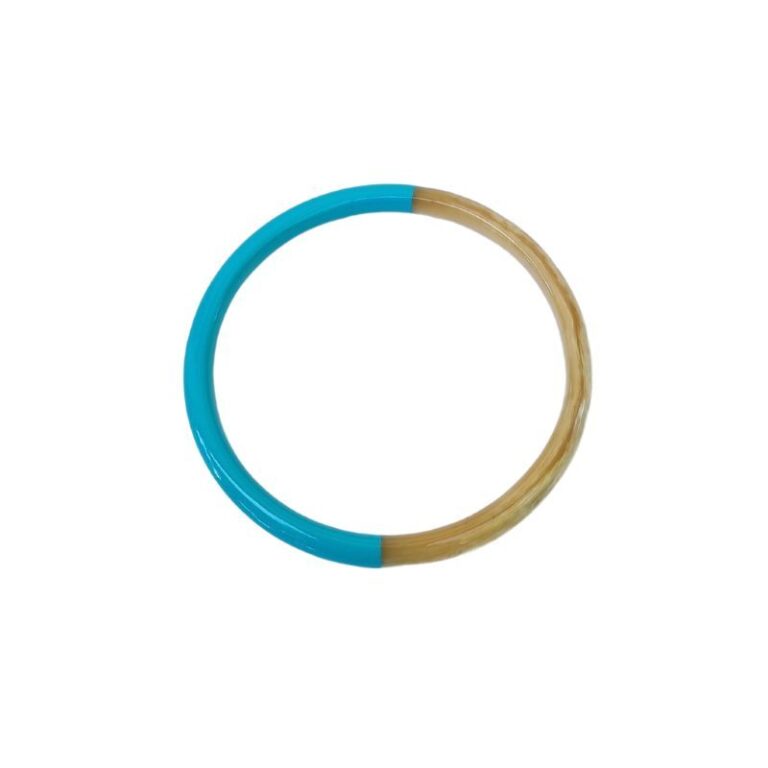 bracelet corne véritable laqué bleu bracelet corne véritable laqué bleu