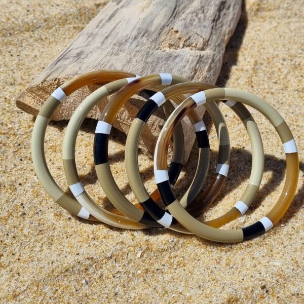 Bracelet corne de buffle trio Naturel Black