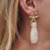 boucles d'oreilles étoile de mer & goutte résine
