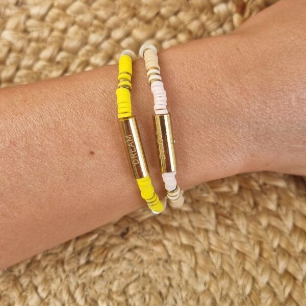 bracelet surf perles heishi jaune