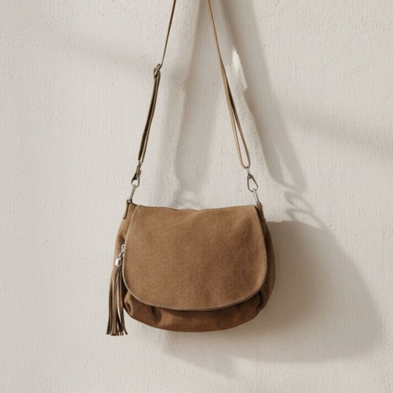 besace croute de cuir couleur taupe style intemporel et basique chic