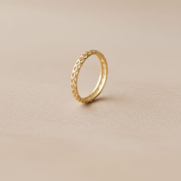 bague fine pour femme plaqué or maille tressée