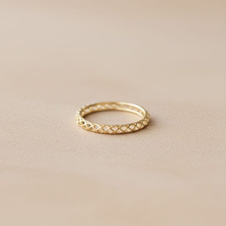 bague fine pour femme plaqué or maille tressée