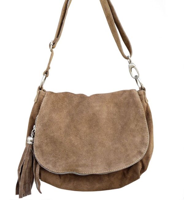 Besace croûte de cuir Taupe