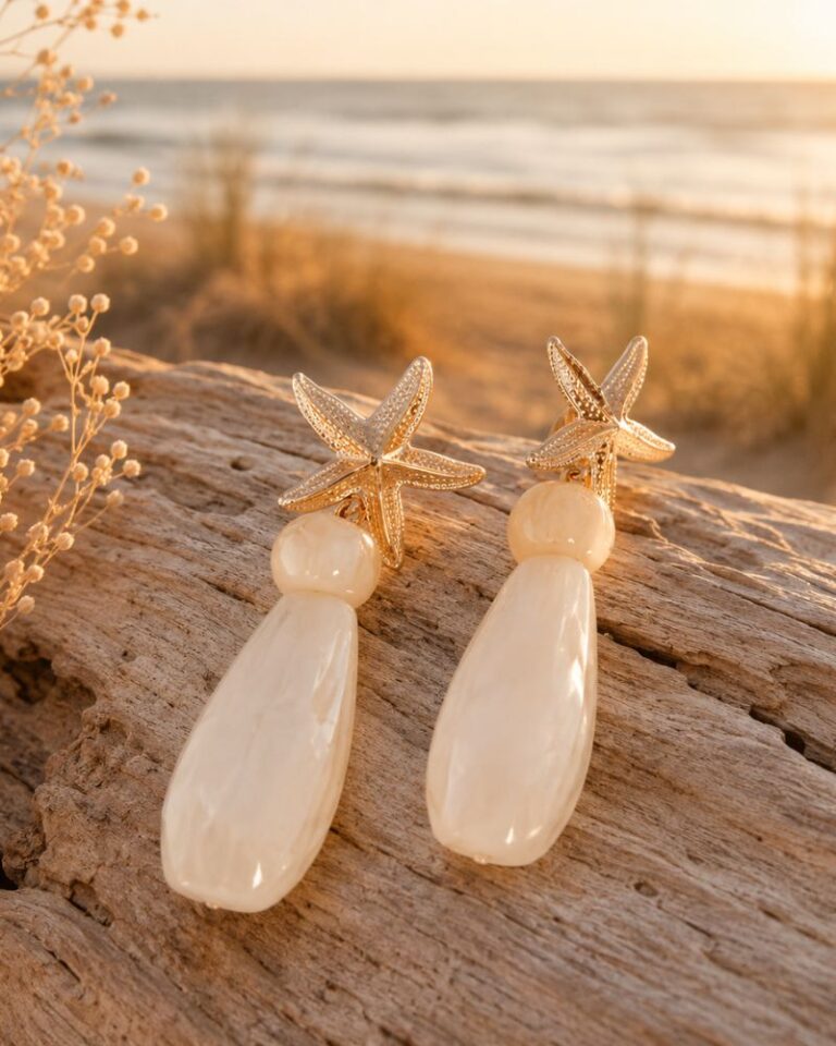 boucles d'oreilles étoile de mer & goutte boucles d'oreilles étoile de mer & goutte mile mila