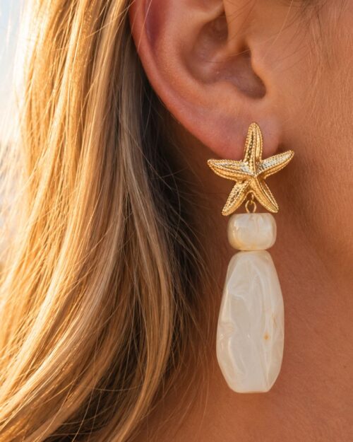 boucles d'oreilles étoile de mer & goutte boucles d'oreilles étoile de mer & goutte bijou été mile mila