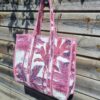 cabas coton matelassé rose imprimé palmiers sac d'été