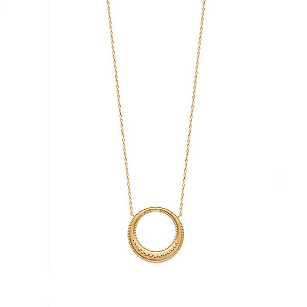 Collier plaqué Or pendentif cercle ciselé