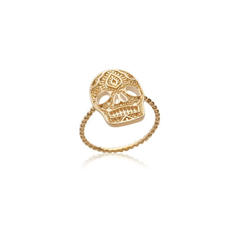 Bague Skull plaqué or